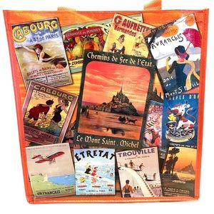 Patchwork Normandie Tote Bag vintage French advertising graphics NWOT Never used